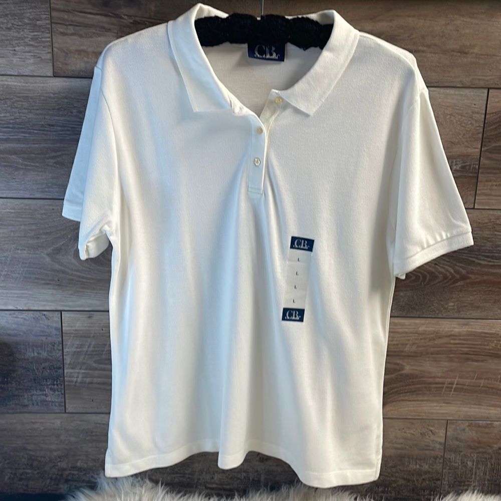 CB Casual Polo Shirt, Ladies Size L, White